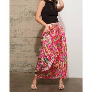 NEW BLUE B floral pleated maxi skirt in hot pink